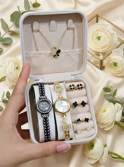 Elegant Girls Watch & Jewelry Gift Set – Watch + Earrings + Locket