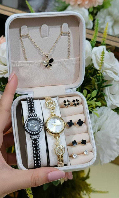 Elegant Girls Watch & Jewelry Gift Set – Watch + Earrings + Locket