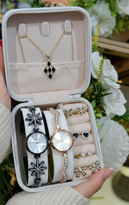 Elegant Girls Watch & Jewelry Gift Set – Watch + Earrings + Locket